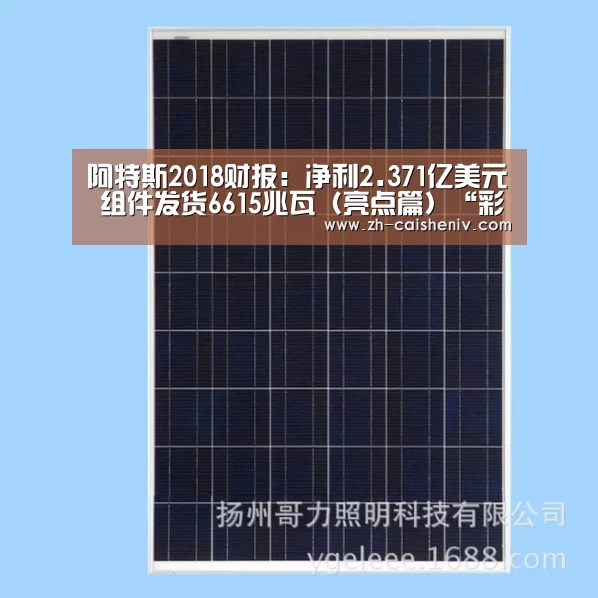 阿特斯2018财报:净利2.371亿美元 组件发货6615兆瓦(亮点篇)“彩神iv”(图1) 彩神iv